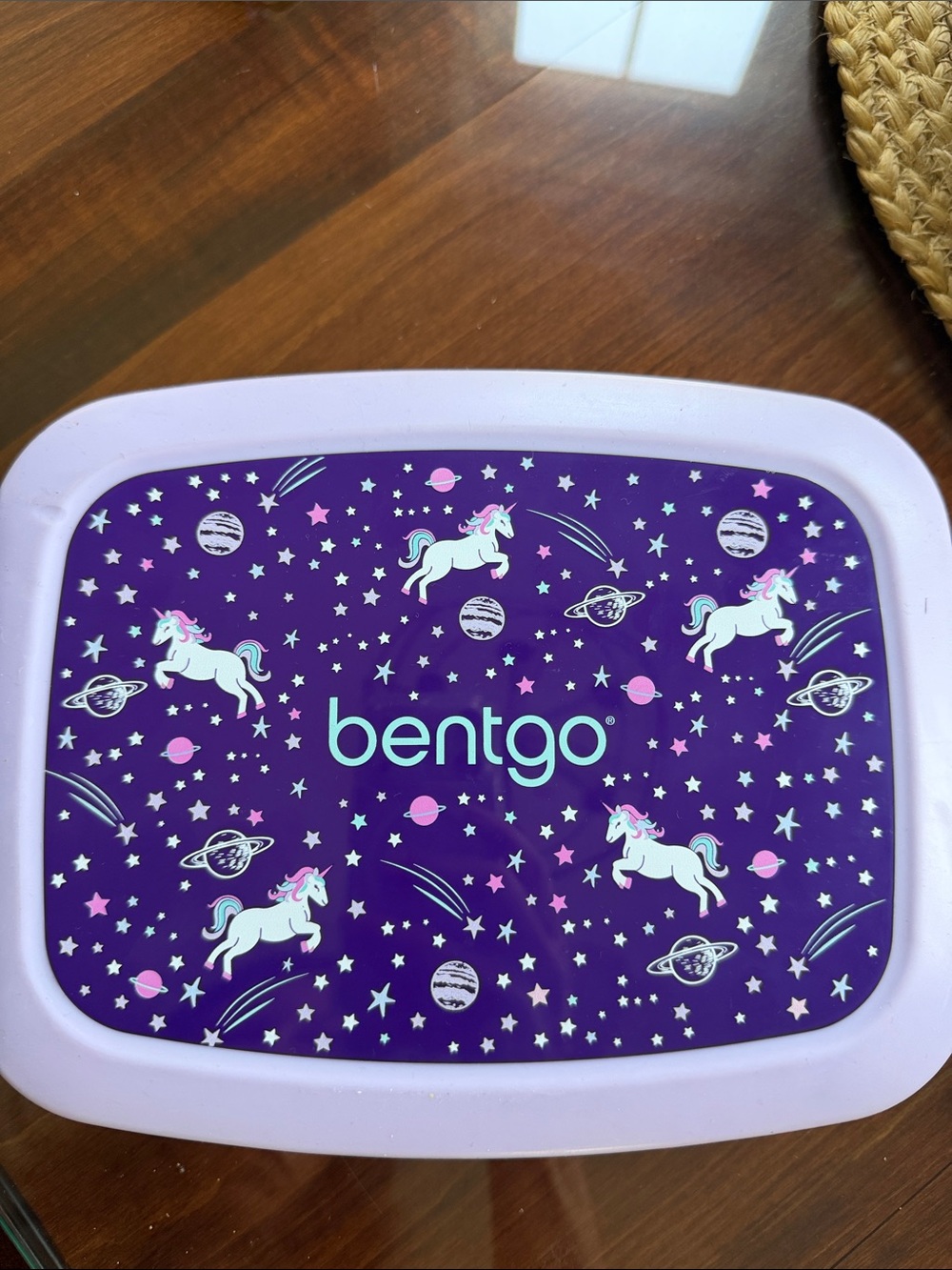 bentgo Kids Lunch Box Lid in Purple Unicorn Design